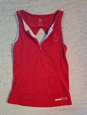 Iron Man Red Racerback Performance Tank with Front Zip